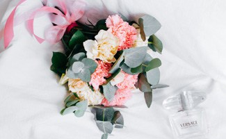 Flowers on bed with fragrance