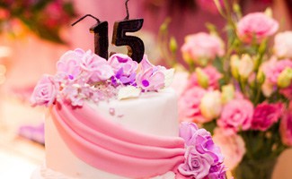 Birthday cake and flowers