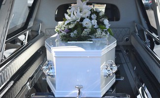 Flowers on casket
