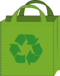Green bag with recycle symbol