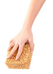 Woman cleaning with sponge