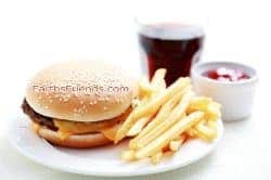 Hamburger fries and soda