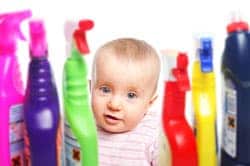 Kid with toxic cleaners