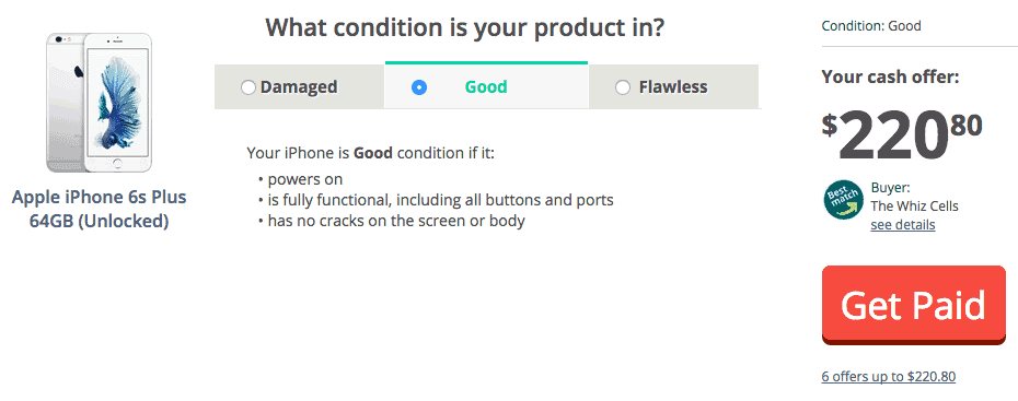 uSell's offer for our iPhone