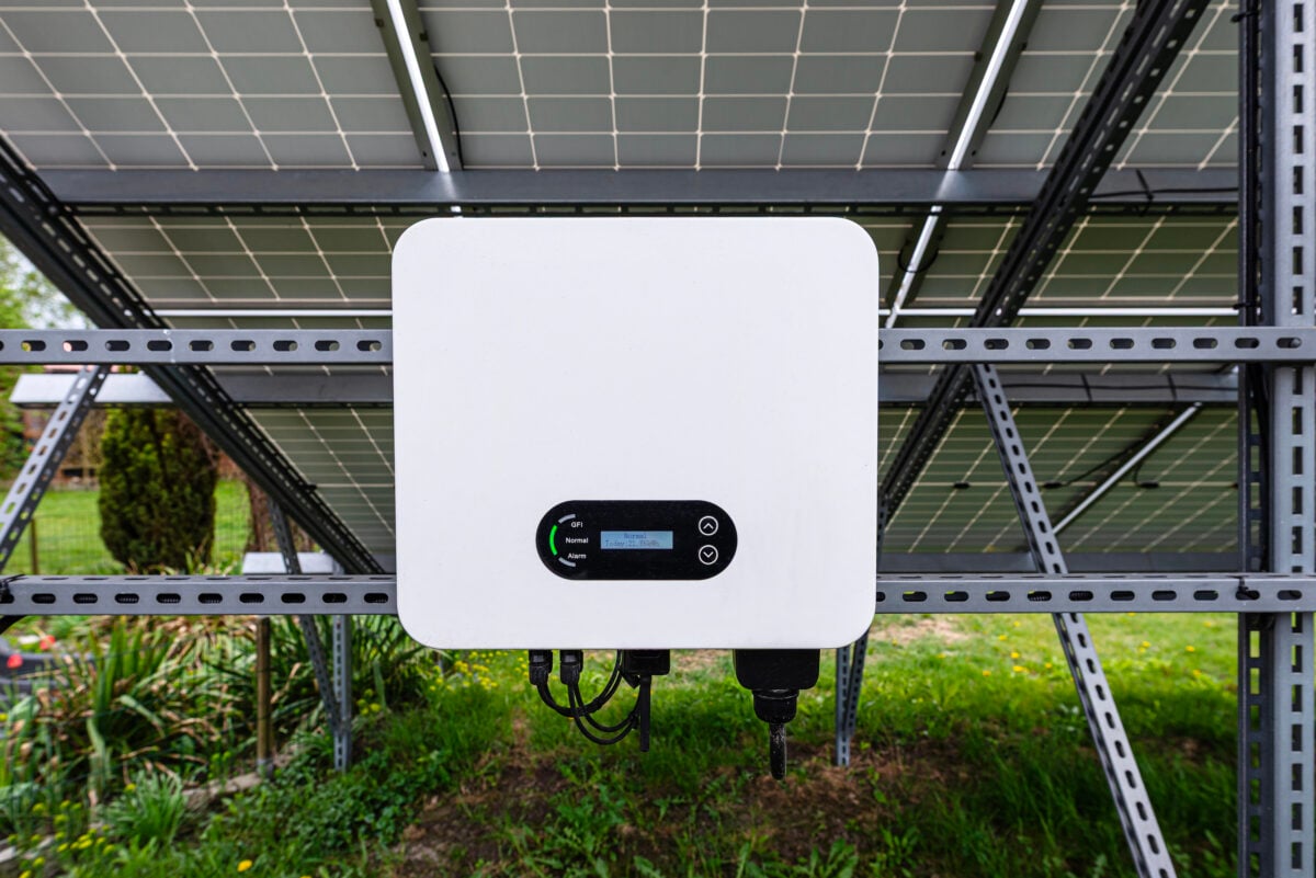 Solar inverter converting energy from photovoltaic panels for domestic green power generation