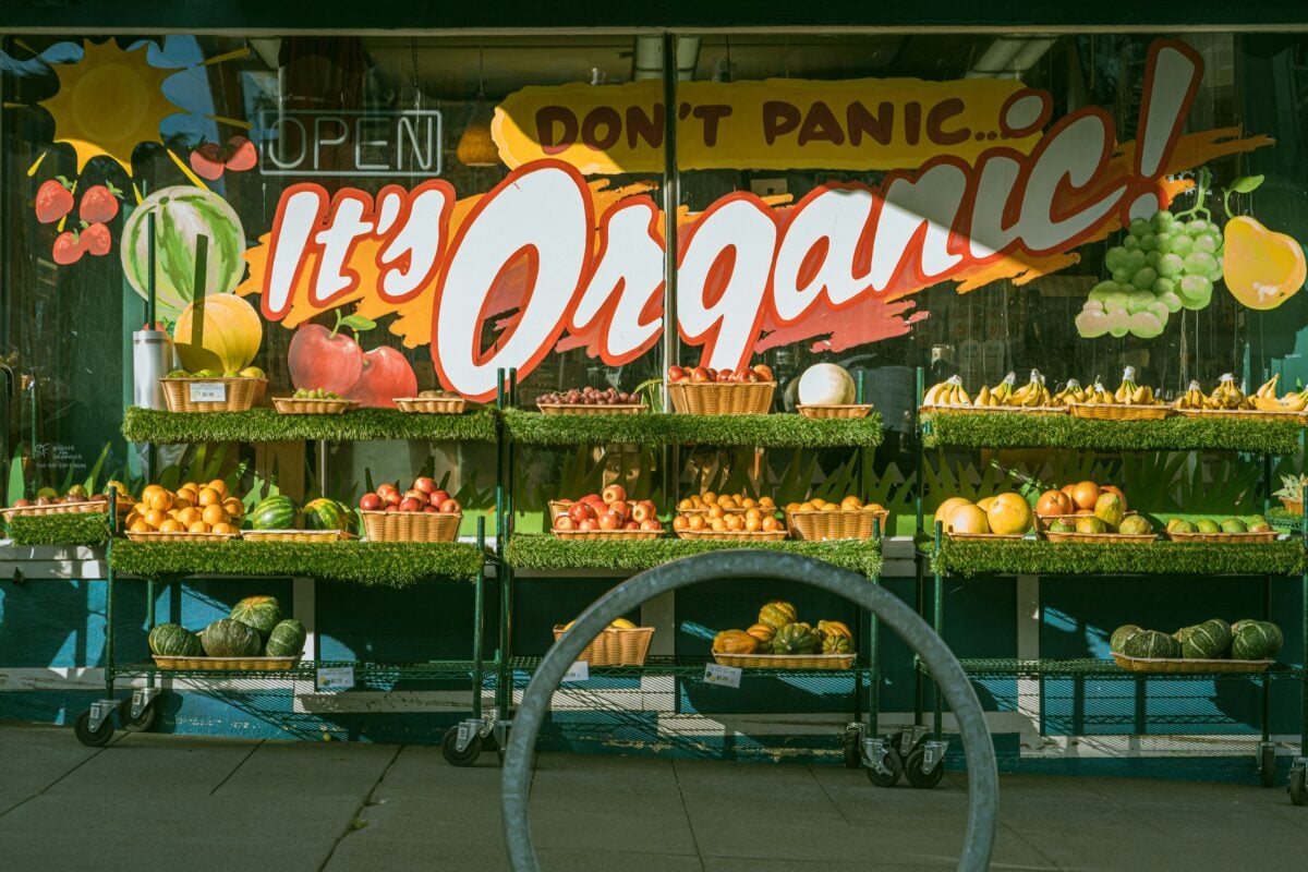 Organic produce in a store.