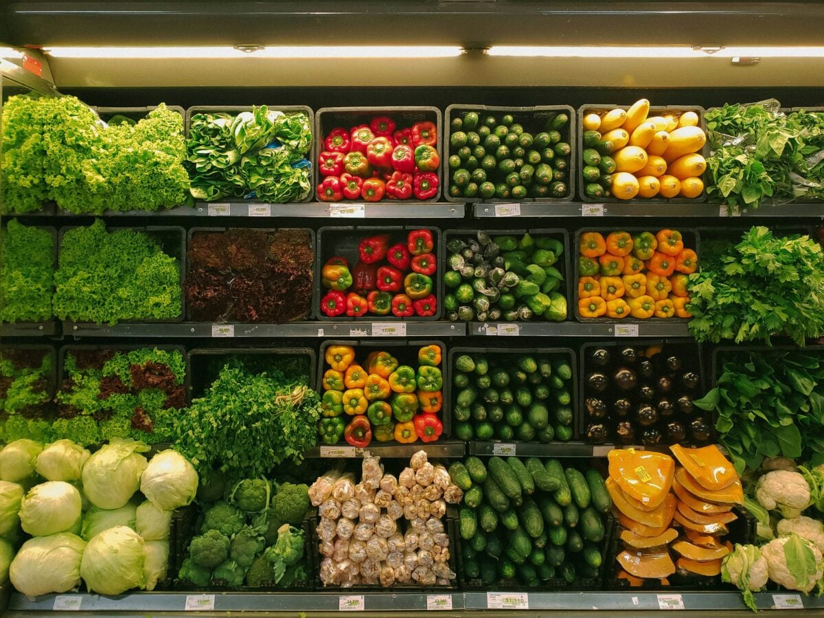 vegetables in a store.