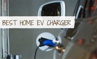 Electric car being charged in home garage