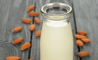 Jar of homemade almond milk